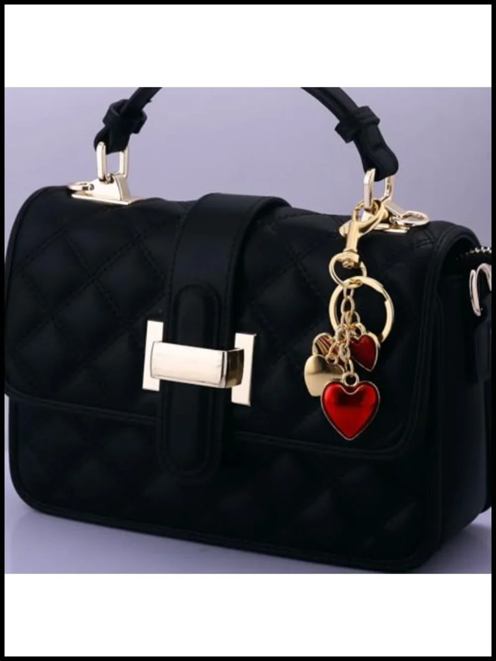 Heart Charm Bag Accessory Keychain Gold-Tone Metal Zinc Alloy Purse Charm
